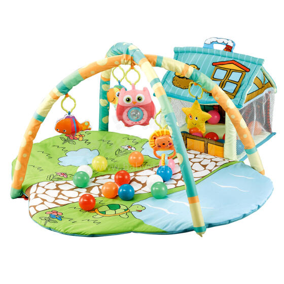 Mini Baby Playmat Happy Farm Art.257783 Green Bērnu attīstošais paklājiņš 0+