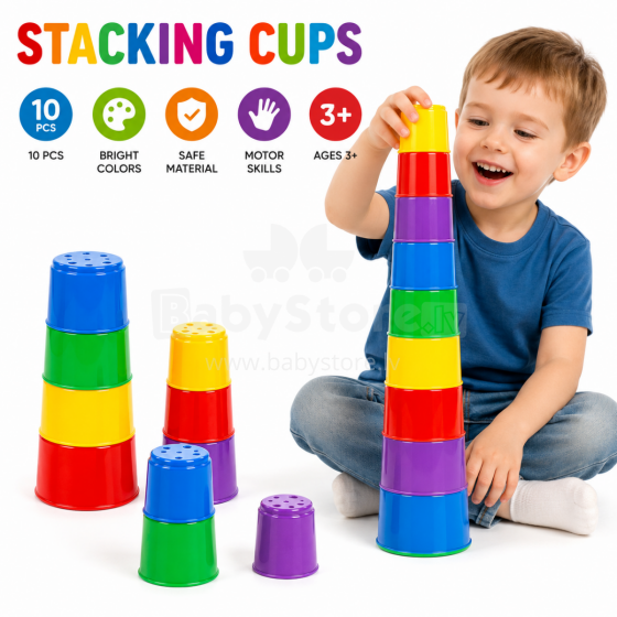 I-Toys Stacking Cups Art.257816  Stacking Cups – 10 Pieces