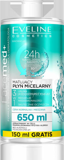 Eveline Facemed + Matting Micellar Water 3in1 - для нормальной и комбинированной кожи 650 мл