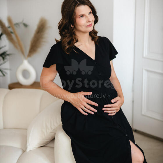 EWA 974437 LINDA Рубашка для беременных с пуговицами черная XL