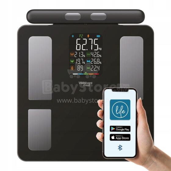 Analītiskā vannas svari 15 parametri Apple Health Google Fit SCALA WEBBER