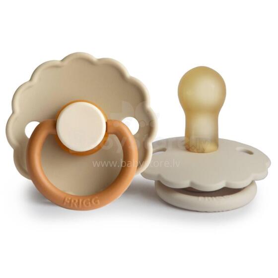 Frigg Daisy Round Latex Art.100462 Baby Desert/Cream Pacifier (nipple) made of 100% natural rubber 0-6 months (2 pcs.)