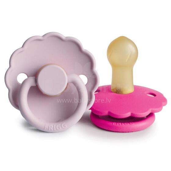 Frigg Daisy Round Latex Art.101250 Soft Lilac/Fuchsia Pacifier (nipple) made of 100% natural rubber 6-18 months (2 pcs.)