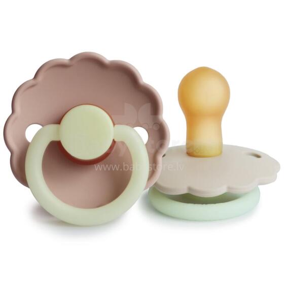 Frigg Daisy Round Latex Night Art.76222479 Blush night/Cream Пустышка(соска) из 100% натурального каучука 6-18 мес.(2 шт.)