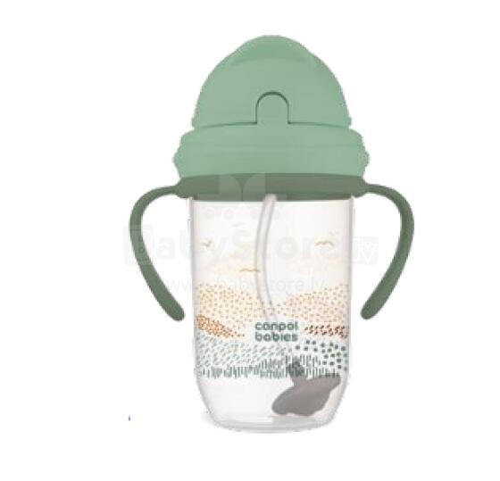 CANPOL BABIES non-spill bottle with weighted straw MOUNTAINS, 270 ml, 56/620_gre