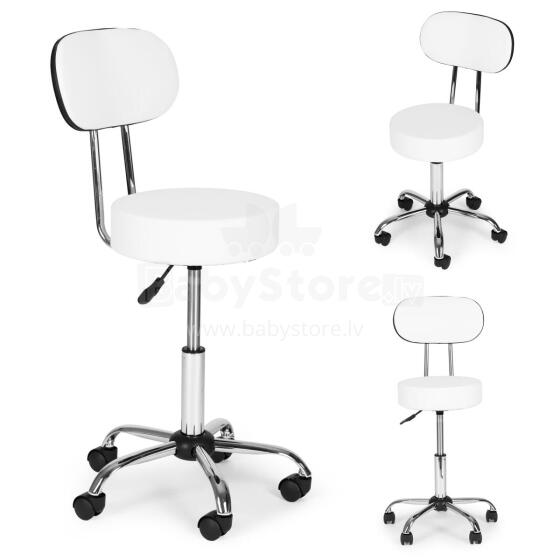 Swivel Stool with Backrest Cosmetic Medical Adjustable Chair White ModernHome