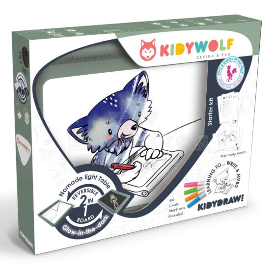 KIDYWOLF light-up double-sided drawing tablet, KIDYDRAW-PRO