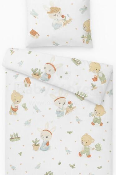 BABY 01627 Gultas pārklājs un spilvens pirmsskolas vecuma bērniem 135x100 40x60 Dārznieka lācis