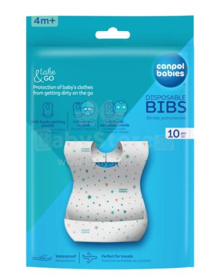 CANPOL 1/800 Waterproof Disposable Bibs with Pocket 10 pcs