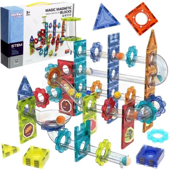 WOOPIE Magnetic Construction Blocks 3D Educational Set Marble Run 113 pcs