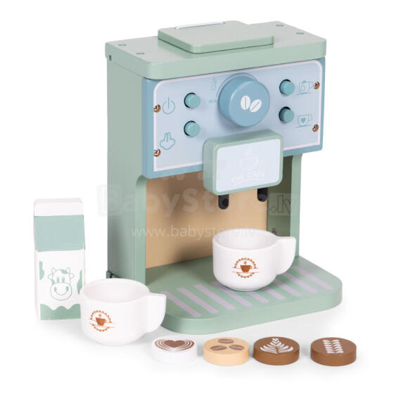 ECOTOYS Koka rotaļu kafijas automāta baristas komplekts bērniem