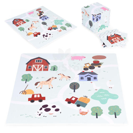 Eco Toys Puzzle Ferma Art.ECOEVA020 Bērnu daudzfunkcionālais grīdas paklājs puzle no 21 elementiem