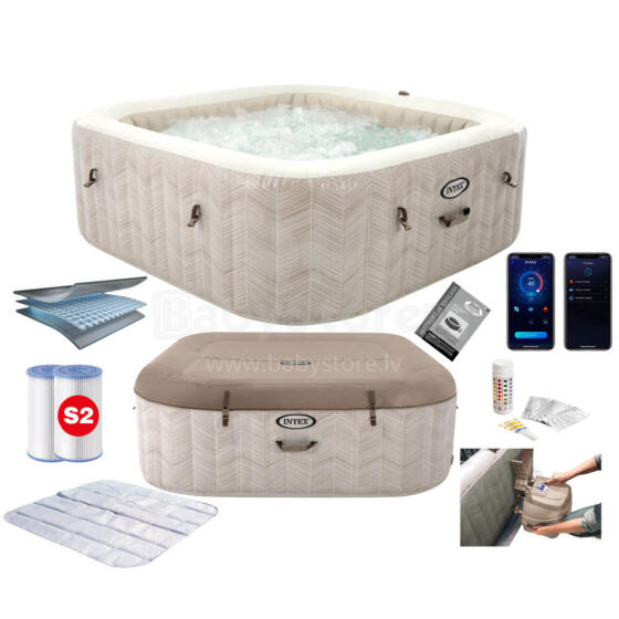 Inflatable square hot tub with hydro massage 6-people 196x71 cm premium accessories INTEX 28472