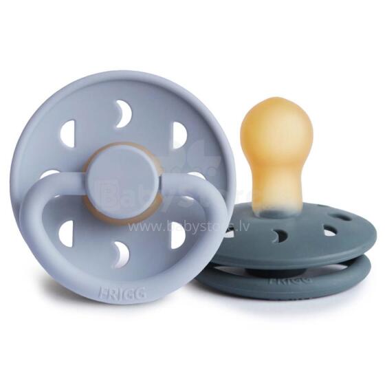 Frigg Moon Phase Round Latex Art.76292500 Powder Blue/Slate Pacifier (nipple) made of 100% natural rubber 6-18 months (2 pcs.)