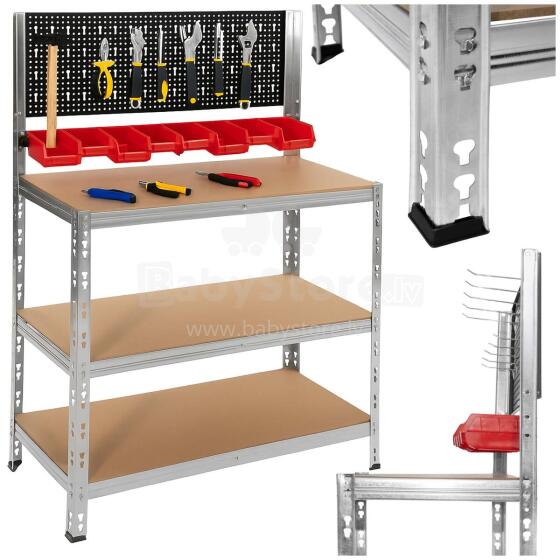 Springos HA5276 workbench 136x101x40 cm, load capacity 620 kg, tool work surface with shelves for garage