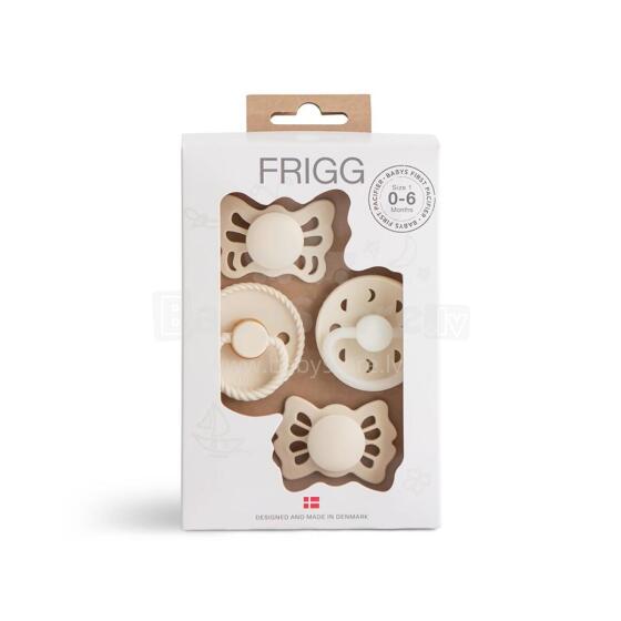 Frigg Pacifiers 4-pack Round Latex/Silicone Art.101486 Cream Пустышка(соска) из 100% натурального каучука/силикон 0-6 мес.(4 шт.)