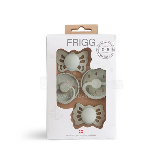 Frigg Pacifiers 4-pack Round Latex/Silicone Art.101928 Sage Пустышка(соска) из 100% натурального каучука/силикон 0-6 мес.(4 шт.)