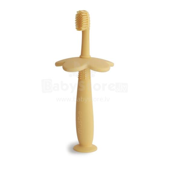 Mushie Flower Toothbrush  Art.2530466 Pale Daffodil pirmā zobu birste