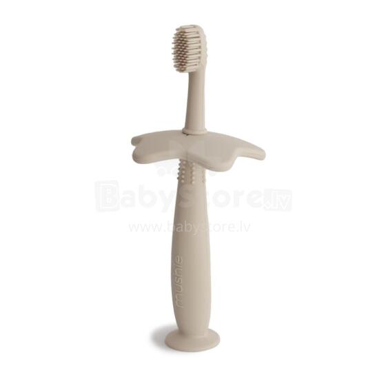 Mushie Flower Toothbrush  Art.2540182 Shifting Sand первая зубная силиконовая щетка