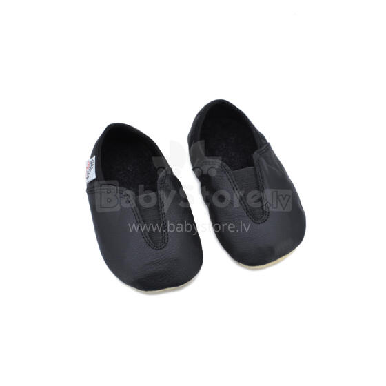 Bebe Basic Kids Hip-Hop Punsa Gymnastics Shoes Art.SB130 Black Vingrošanas, sporta dejošanas čības ar ādas zoli