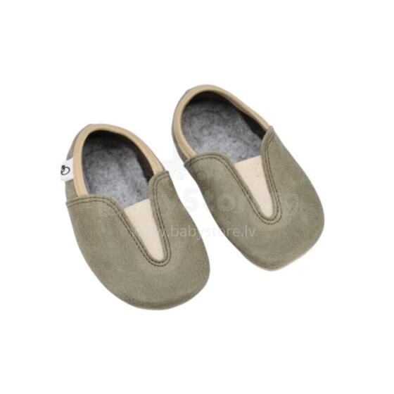 Bebe Basic Kids Hip-Hop Punsa Gymnastics Shoes Art.SB131 Eco Olive Vingrošanas, sporta dejošanas čības ar ādas zoli