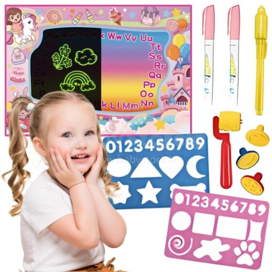 WOOPIE Water Drawing Mat 2in1 XXL 100x70cm Glows in the Dark