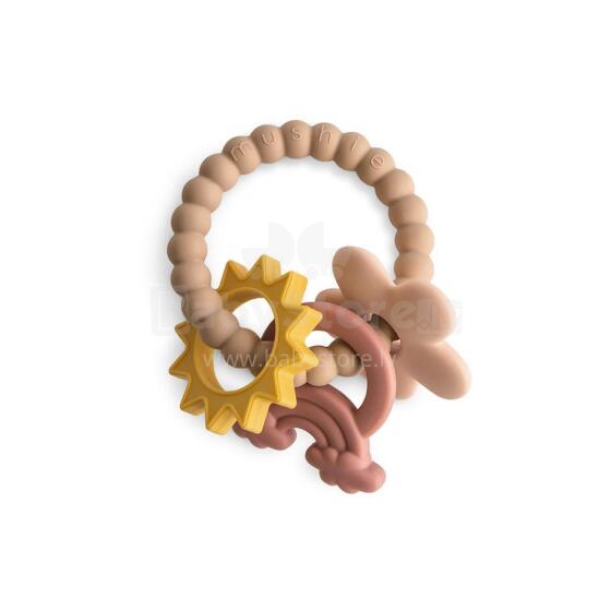 Mushie  Silicone  Teether Ring Art.101321 Augstākas kvalitātes - silikona grabulis (100% dabisks)