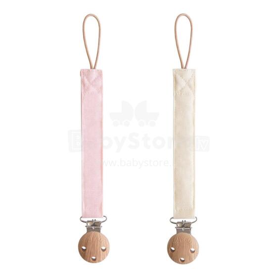 Mushie Linen Pacifier Clip Art.101926 Māneklīša ķēde (Knupja turētājs) ar klipsi,2 gab