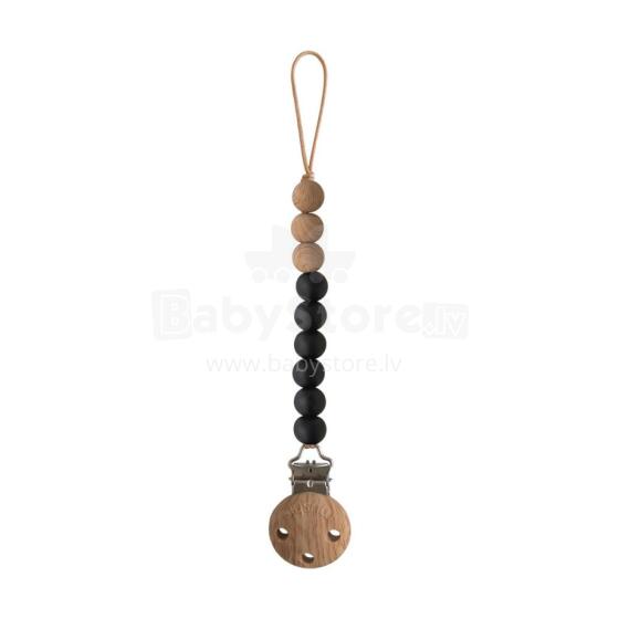 Mushie Silicone Pacifier Clip Eva Art.2090014 Black Māneklīša ķēde (Knupja turētājs) ar klipsi