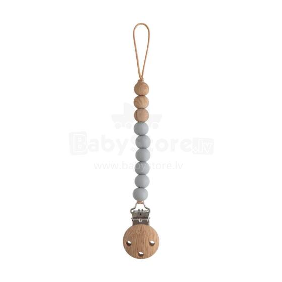 Mushie Silicone Pacifier Clip Eva Art.2090194 Stone Māneklīša ķēde (Knupja turētājs) ar klipsi