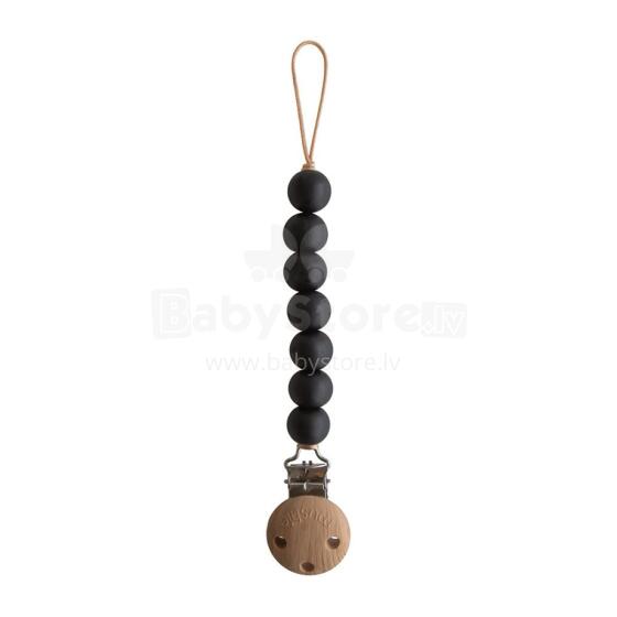 Mushie Silicone Pacifier Clip Halo Art.2120014 Black  Pacifier holder