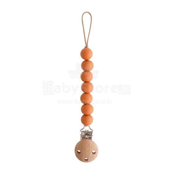 Mushie Silicone Pacifier Clip Halo Art.2120042 Clementine Māneklīša ķēde (Knupja turētājs) ar klipsi