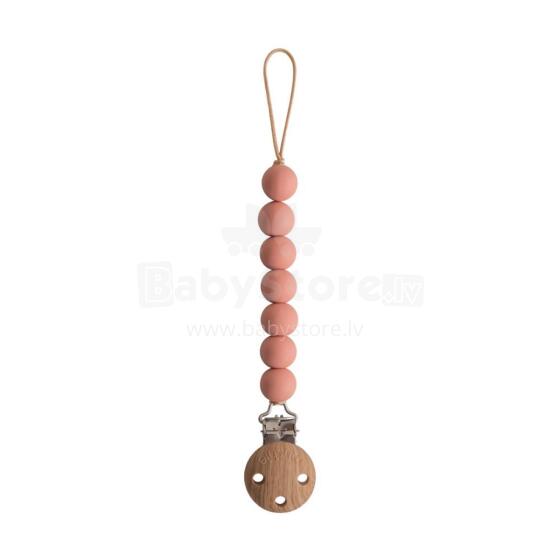 Mushie Silicone Pacifier Clip Halo Art.2120146 Powder Māneklīša ķēde (Knupja turētājs) ar klipsi