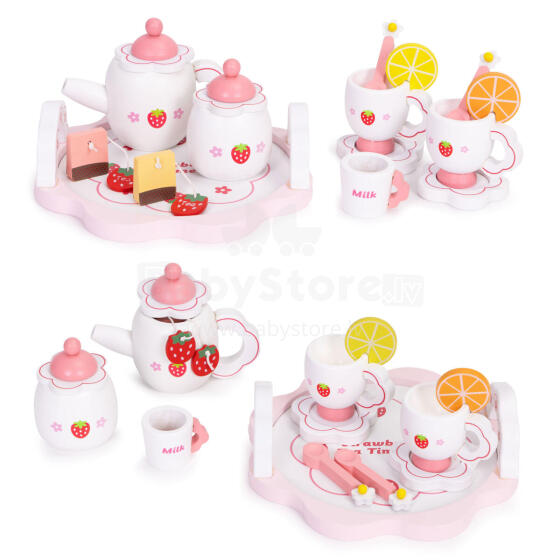 Деревянный чайный набор Чайник Чашки 14 предметов ECOTOYS