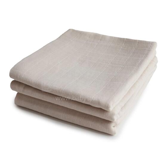 Mushie Muslin Cloth Art.2260075 Fog Augstākās kvalitātes muslina  autiņš sejai, 3 gb. (58,42 x 59,69 cm)