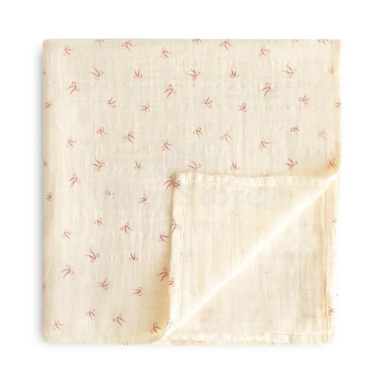 Mushie Muslin Swaddle Art.102071 Bows Augstākās kvalitātes muslina  autiņš  (120 cm x 120  cm)