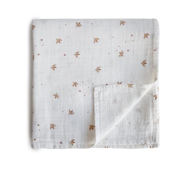 Mushie Muslin Swaddle Art.2200193 Sparrow Augstākās kvalitātes muslina  autiņš  (120 cm x 120  cm)