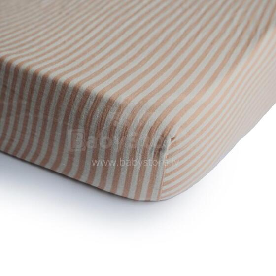 Mushie Crib Cotton Sheet  Art.2216276 Stripe простынь на резиночке 40x100cм