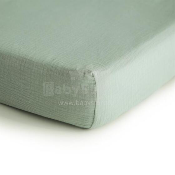 Mushie Crib Cotton Sheet  Art.2216156 Roman Green простынь на резиночке 40x100cм