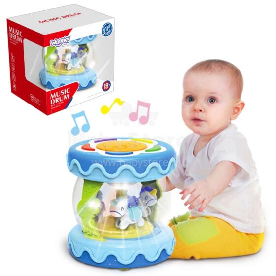 WOOPIE BABY Mūzikas bungas mūzikas kaste projektors 3in1 rotaļlieta zīdaiņiem + rullis rāpošanas mācībām