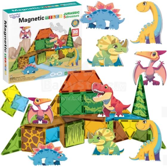 WOOPIE Magnetic Construction Blocks 7.5 cm Dino 30 pcs