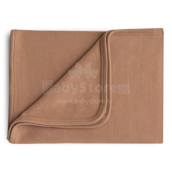Mushie Ribbed Baby Blanket Blanket Art.101316 Tan Хлопковое одеяло/плед 90x90см