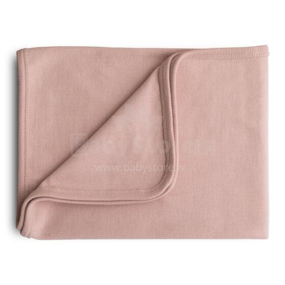 Mushie Ribbed Baby Blanket Blanket Art.101260 Blush Хлопковое одеяло/плед 90x90см