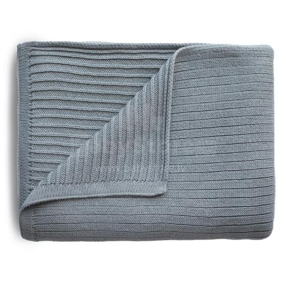 Mushie Knitted Baby Blanket  Art.2180345 Ribbed Smoke Dabīgas kokvilnas pleds 80x100cm