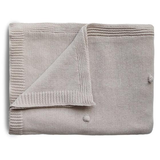 Mushie Knitted Baby Blanket  Art.2180339 White Melange Хлопковый вязаный плед 80x100см