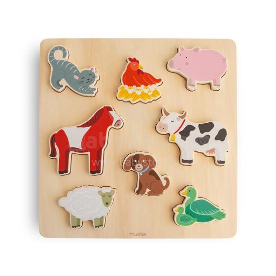Mushie Wooden Puzzle  Art.101921 Farm Деревянный пазл