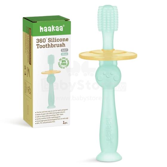 Haakaa 360° Silicone Toothbrush  Art.BHK075-MB Mist Blue pirmā silikona zobu birste