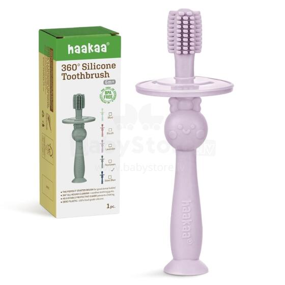 Haakaa 360° Silicone Toothbrush  Art.BHK075-LA Lilac pirmā silikona zobu birste