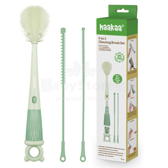 Haakaa 5-in-1 Cleaning Brush Set Art.BHK177-SG Щетка силиконовая для бутылочек и сосок