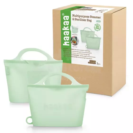 Haakaa Multipurpose Steamer & Steriliser Bag  Art.UTE103-LE Lime Многоцелевой пакет для стерилизации и пароварки ,2 шт.  1250 мл